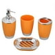 thumbnail image 2 of Naiovety Juego de accesorios de baño de 4 Uds., traje de baño de plástico PP, taza de baño de plástico PP, soporte para cepillo de dientes, Juegos de accesorios de baño naranja, 2 of 6
