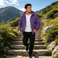 thumbnail image 6 of Sewkxo Men's Cycling Rain Jackets Waterproof Running Bike Windbreaker Lightweight Packable Hooded Jacket,Purple M, 6 of 7