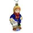 thumbnail image 2 of STP Goods Boy with Gifts Glass Christmas Ornament 4.72" (12 cm) Hand-Painted Christmas Tree Ornament Collectible Christmas Tree Hanging Decoration, Blue and Gold, 2 of 5