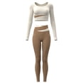 thumbnail image 5 of Pilates Outfits Workout Sets for Women Two-Piece Set Long Sleeve Yoga Seamless Workout Outfit Made From Soft Stretchy and Breathable Fabric for Running Gym Fitness Comfortable, 5 of 5