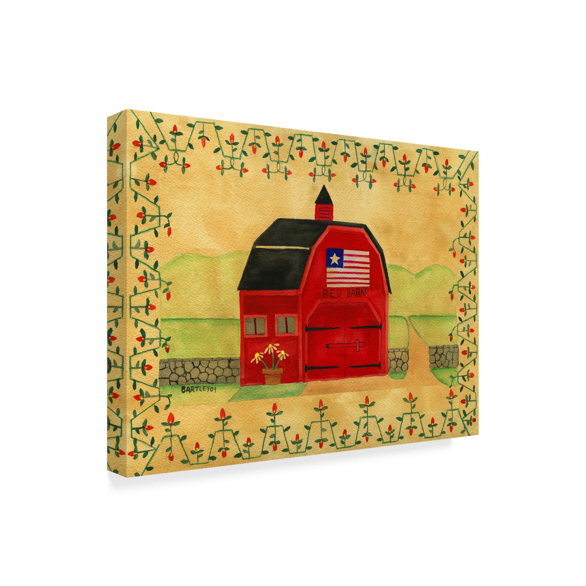 Trademark Fine Art 'Primitive American Red Barn' Canvas Art by Cheryl Bartley