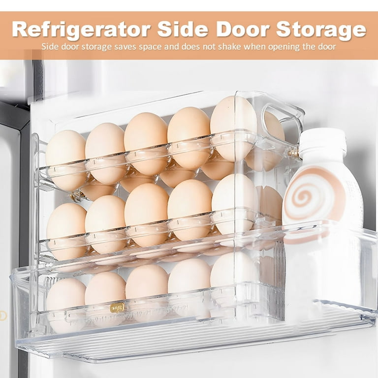 Hesroicy Egg Storage Box with Handle Transparent 3 Layers 30 Slots Egg Tray  Refrigerator Organizer Food Container Daily Use 