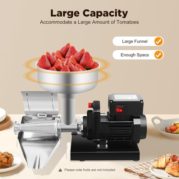 FOGGBET Commercial Electric Tomato Strainer Machine 450W Tomato Milling Machine Stainless Steel Food Milling Press Machine Tomato Squeezer for Strawberry Blueberry Sauce
