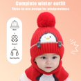 thumbnail image 3 of Conjunto de Gorro y Bufanda Gorro de Punto para bebé de Invierno para niños con Pompón de 2 Piezas Gorro de Punto cálido para niño y niña con Bufanda Circular Conjunto de Calentador de Cuello de Ganc, 3 of 5