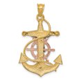 thumbnail image 4 of 14k Gold Tri-Color Solid Mariners Cross Charm Pendant, 4 of 7