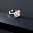 thumbnail image 5 of Gem Stone King 925 Sterling Silver Peach Simulated Morganite Engagement Ring for Women (4.44 Cttw, Cushion 10MM, Available in Size 5, 6, 7, 8, 9), 5 of 6