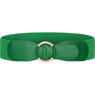 green emerald velvet dress Green Camel Khaki Pu Leater Elastic Waistbands for Women Irregular Wid main image 0