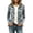 Blue, variant on Women's Camo Print Jacket Lapel Collar Double Breasted Ruffle Trim Long Sleeve Open Front Coat for Fall Daily Wear