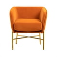 thumbnail image 4 of Velvet Accent Chair, Modern Barrel Armchair with Golden Metal Legs, Upholstered Vanity Chair for Bedroom Living Room and Dining Room, Orange, 4 of 6