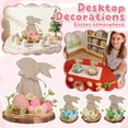 thumbnail image 3 of Easter Bunny Table Decorations, 5.9 Inch Wooden Plaque with Eggs and Daisies, Rustic Rabbit Silhouette Sign, Desktop Ornament for Home and Office, Spring Holiday Centerpiece and Shelf Display, 3 of 3