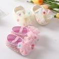thumbnail image 7 of Toddler Girls Crib Shoes+Headband,First Walker Crib Shoes for Girl 0-18 Month Lightweight Soft Rubber Sole Mary Jane Prewalker Infant Summer Princess Shoes with Bowknot,Cotton Cozy Baptism Crib Shoes, 7 of 7