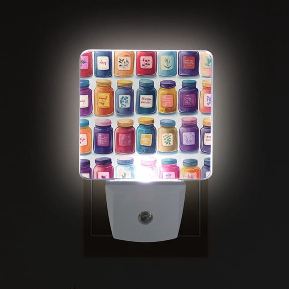Yayeee LED Plug in Night Light for The Home with Auto Dusk to Dawn Light Sensors, 2 Pack, Blue Jam Jars