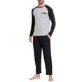 thumbnail image 5 of MoFiz Men's Bamboo Pajamas Set Long Sleeve Crew-Neck Top and Pants with Pockets Loungewear 2-Piece for Men, 5 of 7