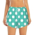thumbnail image 4 of Lsque Teal Turquoise And White Polka Dot Printed Women's Running Shorts with Liner Pockets,Elastic Quick Dry Workout Athletic Gym Yoga Shorts,Womens High Waist Shorts-Medium, 4 of 9