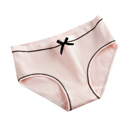 

HEVIRGO Sweet Girls Solid Color Bowknot Low Waist Ribbed Panties Cotton Briefs Underwear