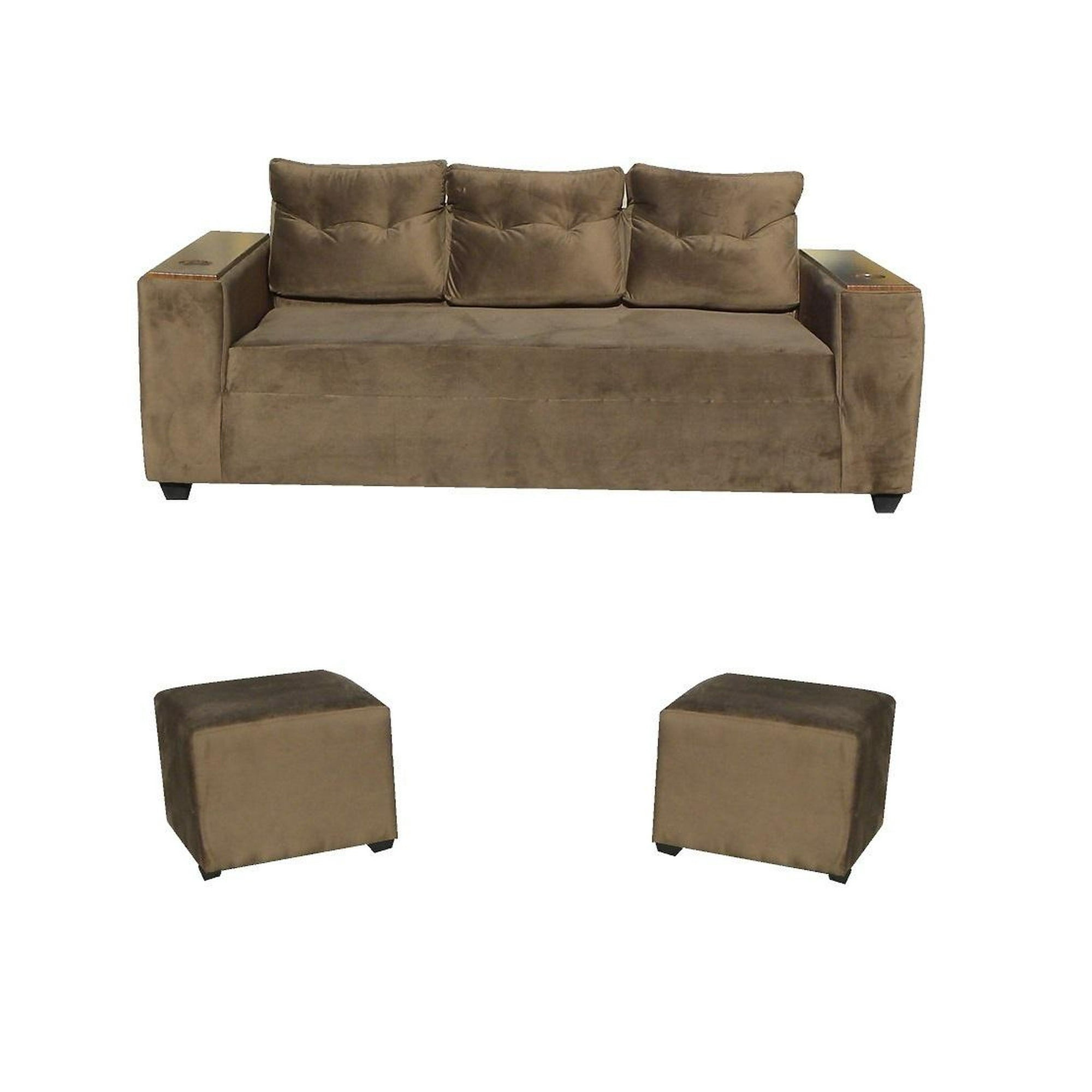 Sofa Wilson 3C + 2 Pouf Café