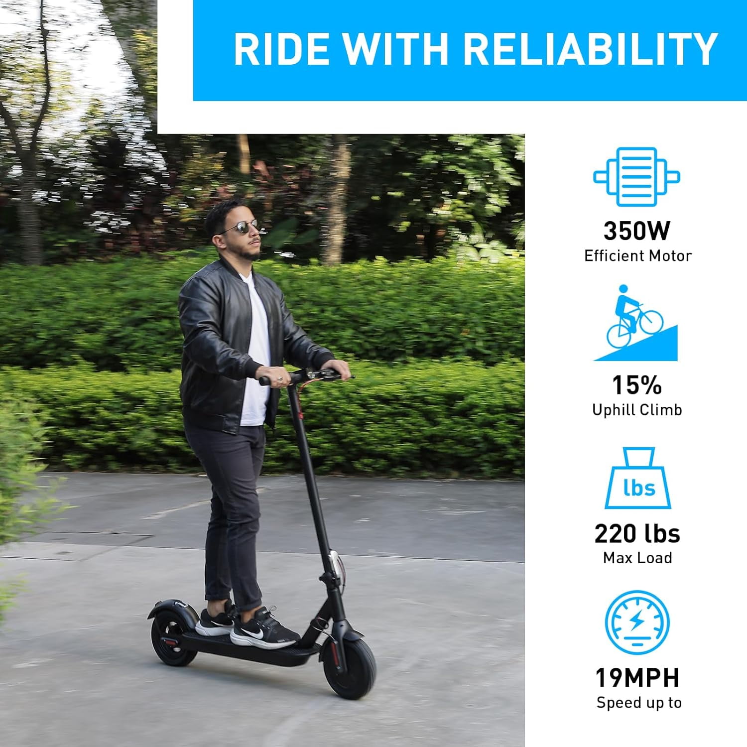 CYBERGOING S2 SE Electric Scooter, 19 MPH, 17 Miles Range, 350W Motor Adults Commuting Scooters, 10" Tires Folding E-Scooter with Dual Braking System for Adults and Teens