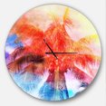 thumbnail image 1 of Designart 'Retro Palms Red Watercolor ' Modern wall clock, 1 of 6
