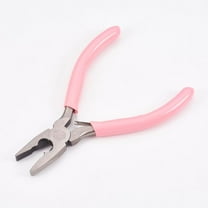 4.5 Inch Flat Nose Pliers Pink Jewelry Making Pliers Carbon Steel Comfort Grip Handle