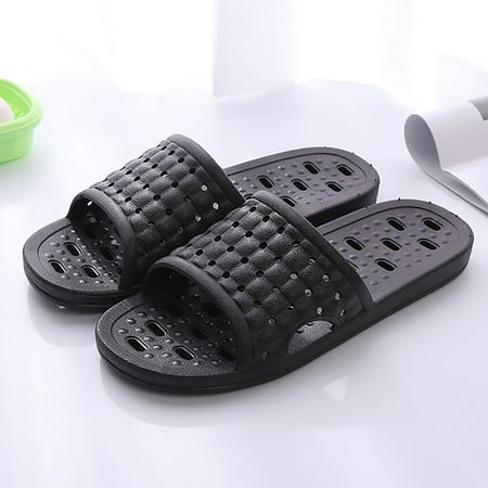 

ZTTD Men Women Dorm Home Slides Shower Shoes Non Slip Bathroom Slippers Black