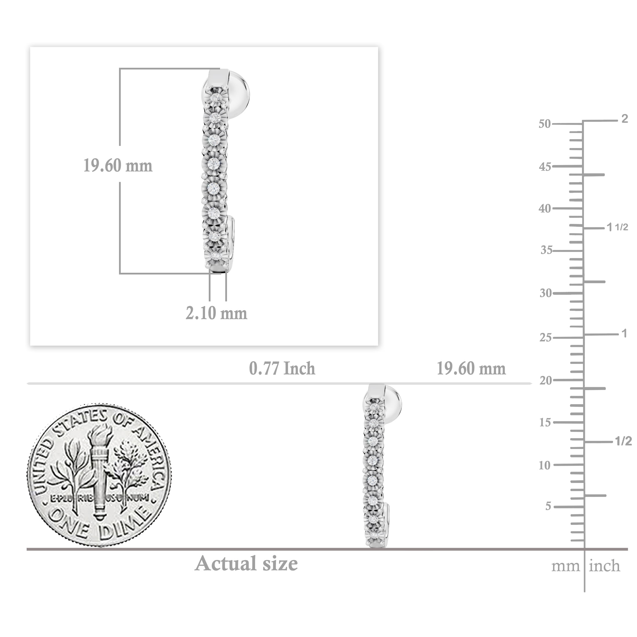 Dazzlingrock Collection 0.15 CT Round Diamond J Shaped Hoop Earrings for Her, 10K White Gold