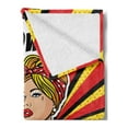 thumbnail image 2 of Girl Power Soft Flannel Fleece Throw Blanket, Factory Girl with Biceps Pop Art Comics Retro Style Halftone Motifs Backdrop, Cozy Plush for Indoor and Outdoor Use, 60" x 80", Multicolor, by Ambesonne, 2 of 5