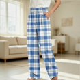 thumbnail image 4 of HAOTAGS Kids Plaid Pants (4-16) Elastic Waist Stright Leg Loungewear Pants with Pockets Blue Size 4T, 4 of 7