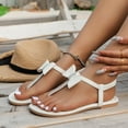 thumbnail image 3 of Dakaela Flat Sandals for Women Bow T Strap Flip Flops Rhinestone Open Toe Walking Slip on Shoes White 7.5, 3 of 8