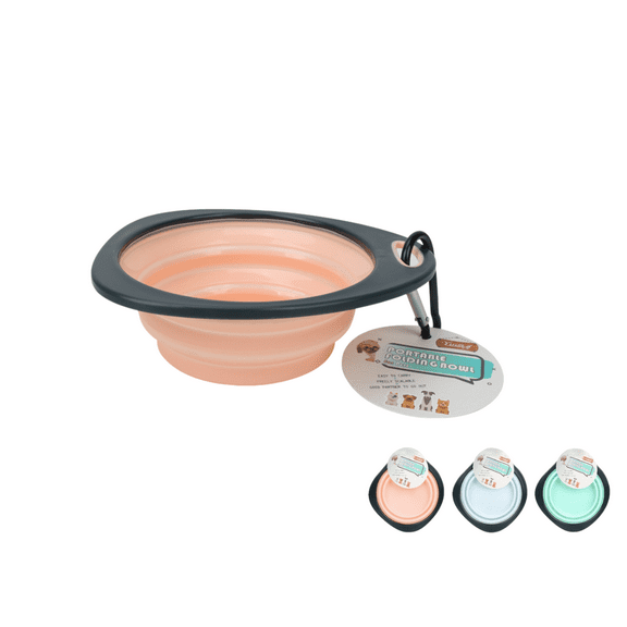 Collapsible Silicone Dog Cat Bowls with Clasp for Traveling, Hiking, Walking, Portable, Foldable Dog Cat Water Dish Bowl for Outside (Red)