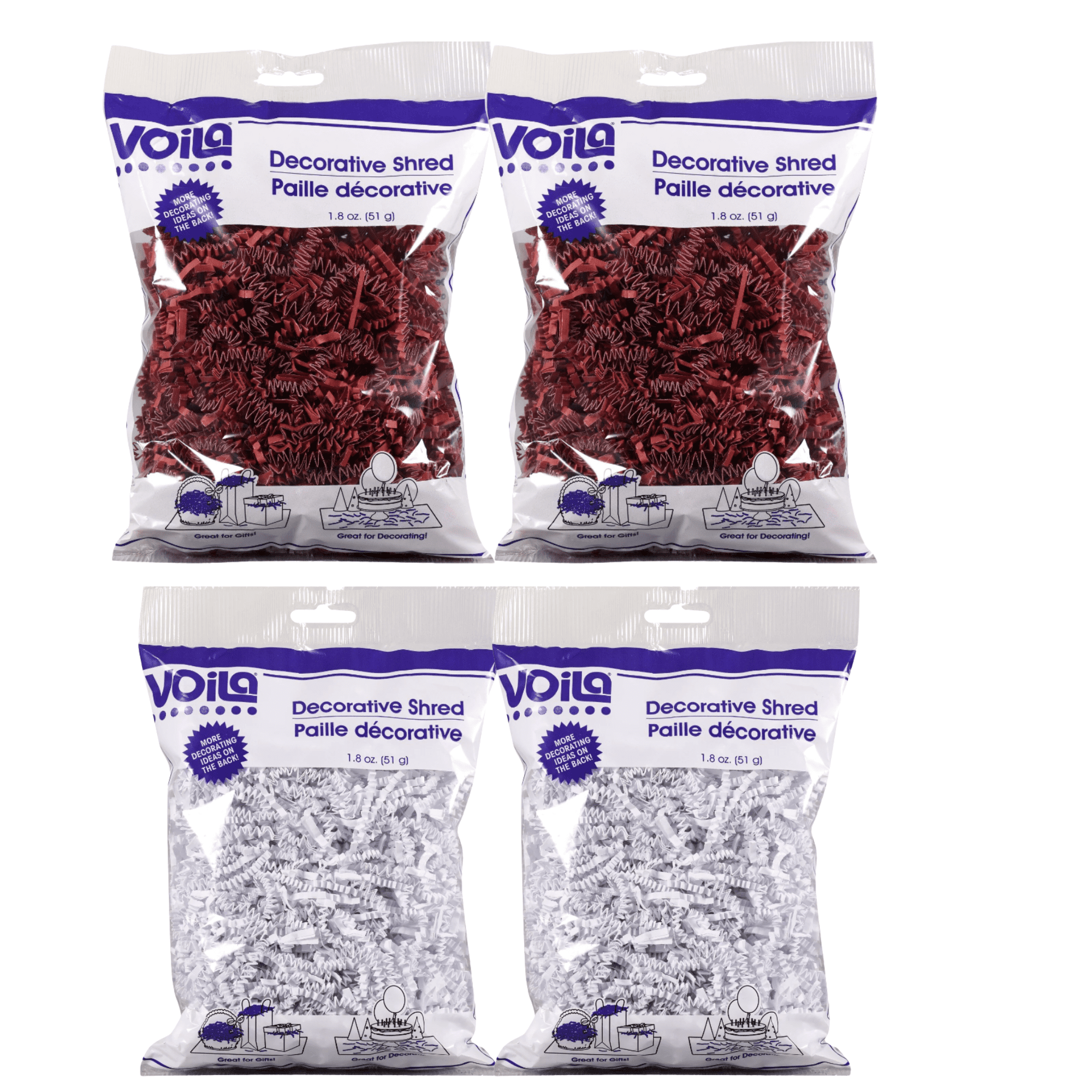 Crinkle Cut Decorative Paper Shreds 1.8oz Bag Red White Cut Paper Shred ...