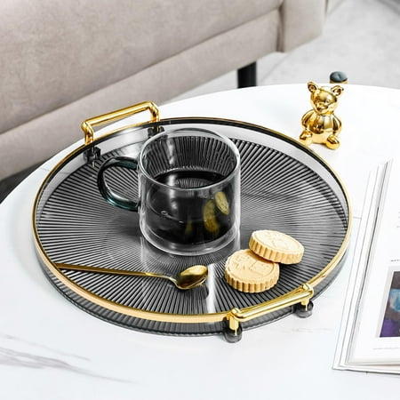 

Nordic Style Serving Tray With Handles Round Vanity Tray For Office Living Room