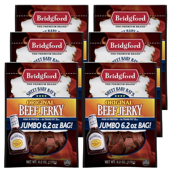 Bridgford Sweet Baby Ray’s Beef Jerky Original 6.2 oz Pack of 6