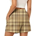 thumbnail image 6 of XPMWRP Women's Plaid Drawstring Elastic Waist Casual Shorts Loose Summer Daily Wear Relaxed Fit Short Pants with Pockets Yellow M, 6 of 6