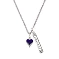 thumbnail image 1 of Delight Jewelry Silvertone Small Long Purple Heart Silvertone Courage Strength Wisdom Honesty Bar Charm Necklace, 23", 1 of 4