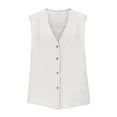 thumbnail image 6 of Karight Women's Linen Tank Tops Button Down V Neck Solid Dressy Blouse Sleevesless Casual Loose Fit Tunic Tops Summer T Shirts, 6 of 6