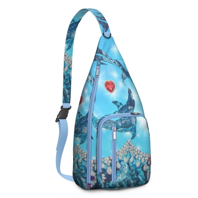 Abstract Shark Art Shoulder Bag - Mystical Sea Creature Design Sling Backpack (Water-Resistant & Stylish)
