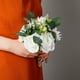 thumbnail image 5 of Ramo de novia de boda | Flores artificiales blancas | Elegante arreglo floral de imitación de tela | Decoración de mano ligera | 12x6.6 pulgadas | Ideal para la sesión de fotos de la ceremonia de la, 5 of 6