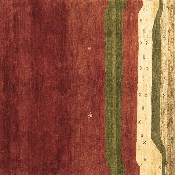 Ahgly Company Indoor Square Abstract Brown Contemporary Area Rugs, 5' Square