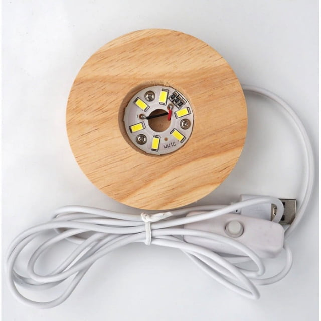 Base de exhibición de luz de madera, Base de pantalla LED de madera, soporte de Base de cristal, soporte de pantalla LED de madera para arte de resina de cristal 3D