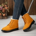 thumbnail image 5 of Leozcaa Womens Combat Boots Lace Up Ankle Boots Winter Snow Boot Fashion Plush Cotton Booties Shoes, 5 of 7