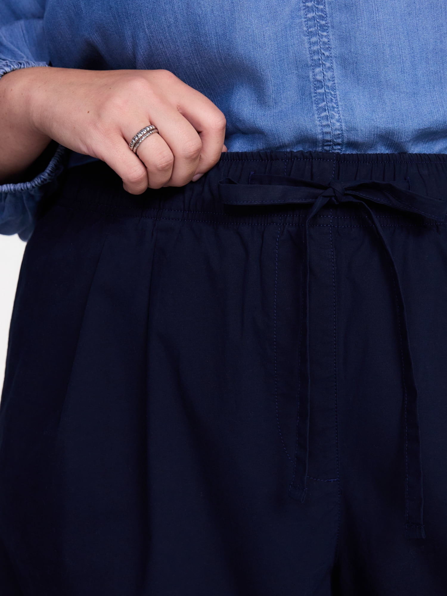 Terra & Sky Women's Plus Cropped Barrel Drawstring Pants, Sizes- 0X-5X