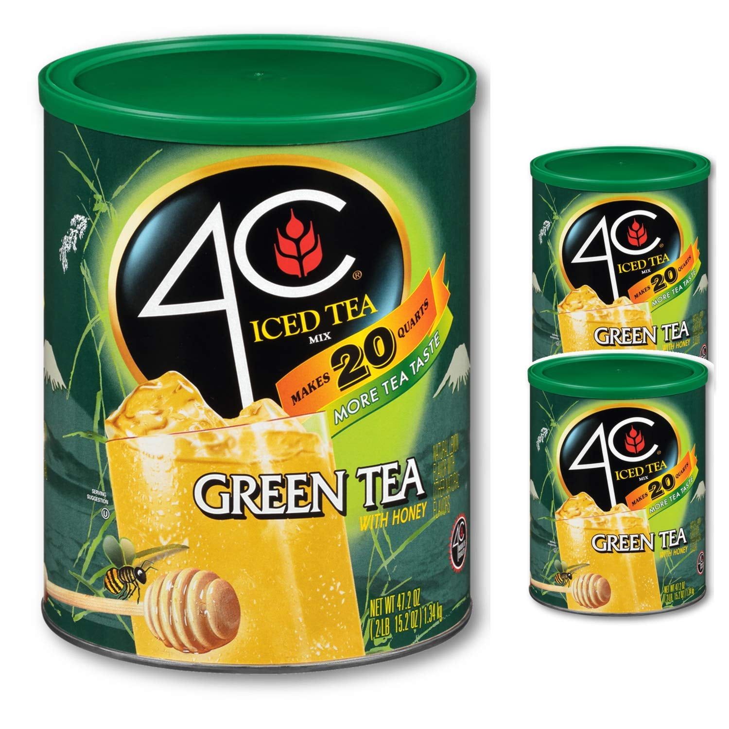 4C Instant Powder Flavored Iced Green Tea Drink Mix, 47.2 Oz, 1