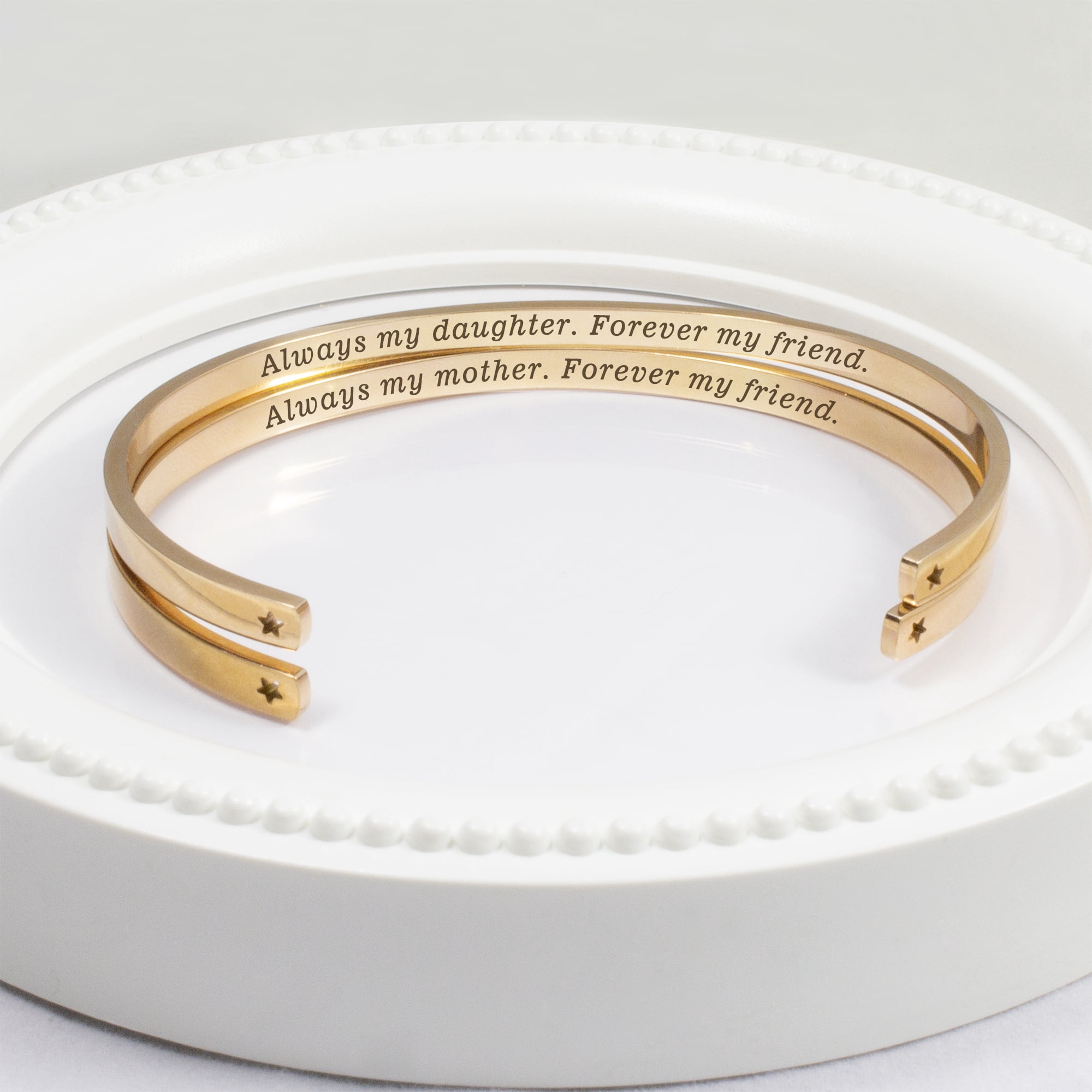 "Best Mom Ever…" Rose Gold Stainless Steel Mother & Daughter Hidden Message Cuff Bracelets Match Mother's Day Gift for Mom Her Gift Set