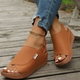 thumbnail image 5 of KEVCHE Strappy Wedge Sandals for Women, Dressy Summer Ankle Strap Open Toe Arch Support Sandals, Casual Comfortable Vacation Shoes, Plus Size Buttoned Peep Toe Sandals, 5 of 5