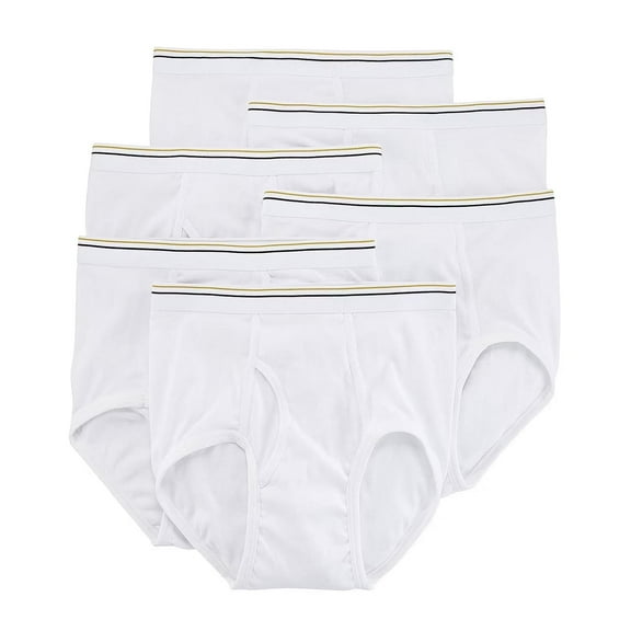 Stafford 6 Pair Blended Cotton Full-Cut White Briefs - Size 36