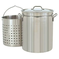 Open Box Bayou Classic Large 36 Quart Stainless Steel Stockpot/Steamer & Handy Basket