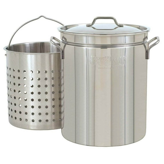Open Box Bayou Classic Lg 36Qt Stainless Steel Stockpot/Steamer & Handy Basket