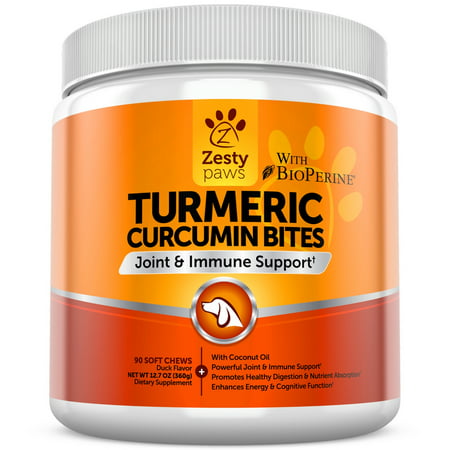 Zesty Paws Turmeric Curcumin Joint and Immune Support for Dogs Soft Chews, 90 Soft (Best Turmeric For Dogs)