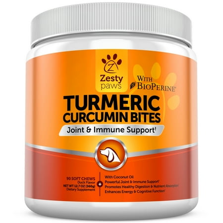 Joint Chews - Zesty Paws Turmeric Curcumin Chewables for Dogs, Joint & Immune Support with BioPerine, 90 Soft Chews