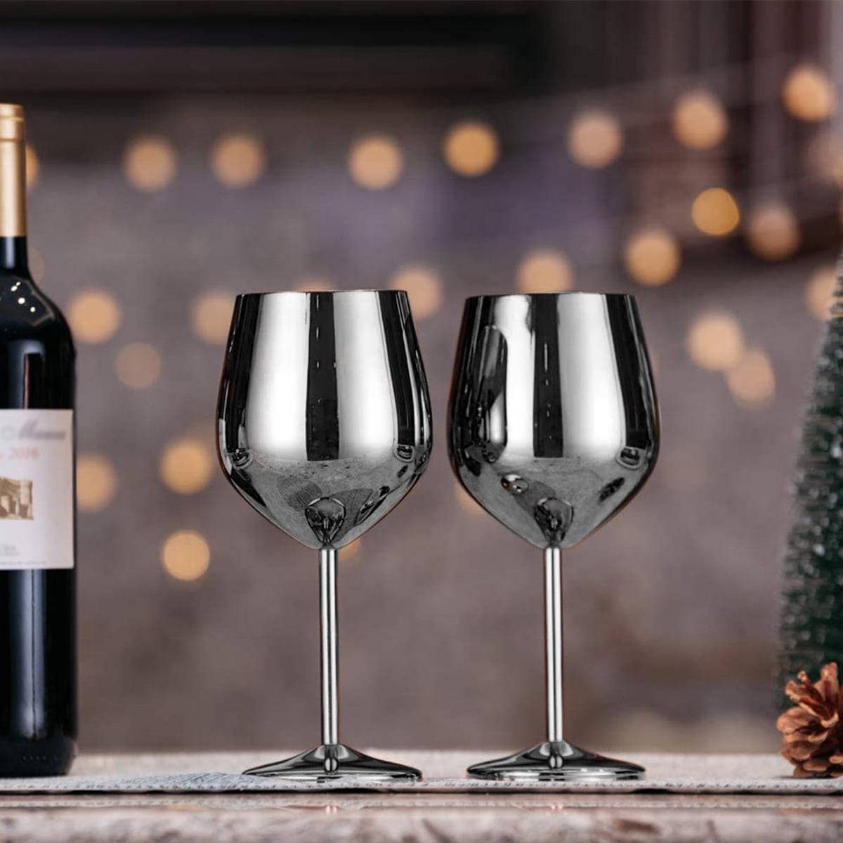 Lifecapido Stainless Steel Wine Glasses Set of 2, 18oz Stainless Steel Wine  Goblets, Stemmed Metal W…See more Lifecapido Stainless Steel Wine Glasses